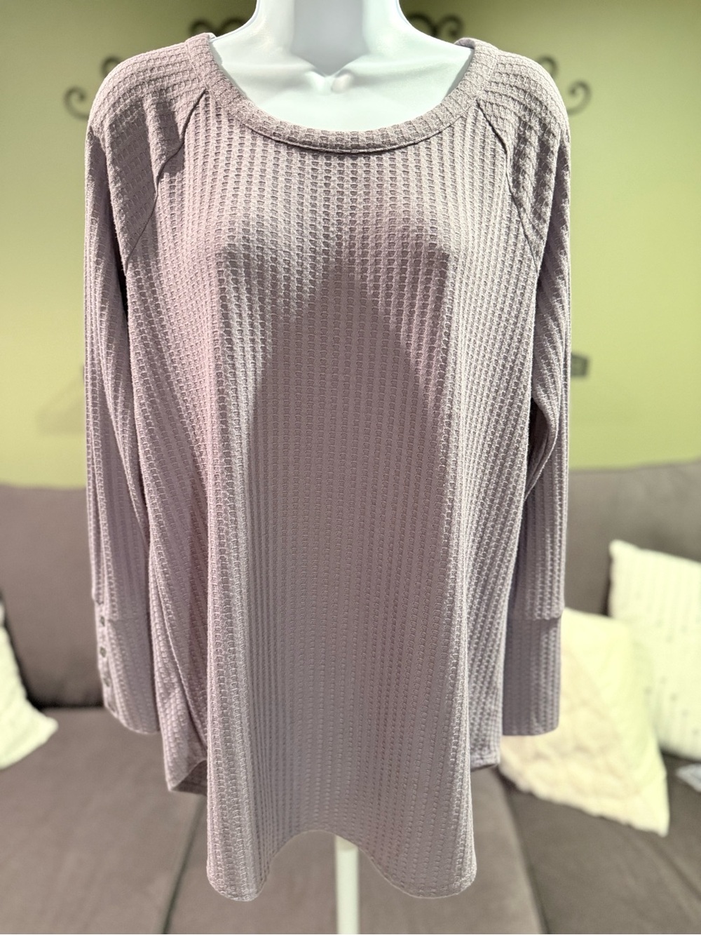 Chaser Mauve Waffle Knit Long Sleeve Tee